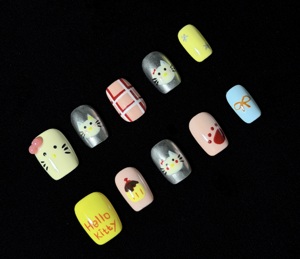 <span class=keywords><strong>Uñas</strong></span> Postizas Hechas a Mano con Diseño de Gato y Cupcake, Calidad de Salón, Reutilizables, Ajuste Personalizado - Product Image 2