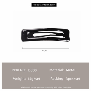 高级<span class=keywords><strong>3</strong></span>件套黑色金属滴发夹儿童发饰发夹 - Product Image 6