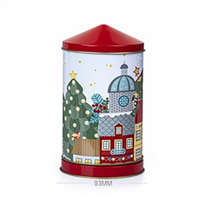 Boîte en fer blanc personnalisée, style maison de Noël, boîte en fer blanc pour bonbons, biscuits, grains de café, emballage cadeau - Product Image 1