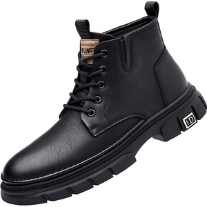Martin Boots Men <b>Ankle</b> High Genuine Leather Round Toe Warm Plush Lining Rubber Outsole Winter Snow Boots Anti Slip Soft Sole - Product Image 5