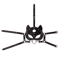 Masque de jeu de rôle BDSM, sangle réglable, bouche ouverte, ball gag, harnais réglable, jouet de bondage, cuir PU noir, 100% imperméable
