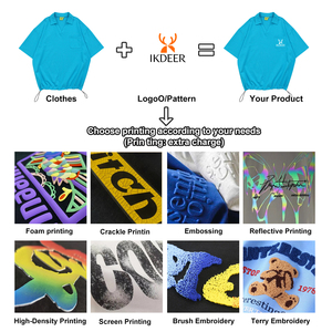 Polo Oversize da <span class=keywords><strong>Uomo</strong></span> in <span class=keywords><strong>Turchese</strong></span> - Orlo con Coulisse Regolabile, Top Casual Streetwear a Maniche Corte con Logo Personalizzabile - Product Image 5