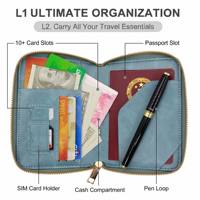 Portefeuille de voyage RFID multifonctionnel avec fermeture éclair robuste pour passeport et documents