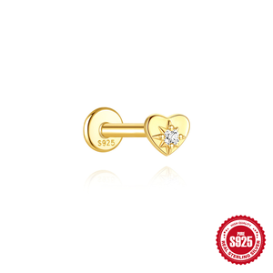 925 Sterling Silver Gold Plated Ear Stack Set, CZ Star Moon Heart Lotus Cartilage <b>Earrings</b> for Multiple <b>Piercings</b> Women - Product Image 4