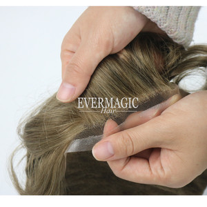 Base de Encaje Suizo Completo 18 #   Peluca de Cabello Humano Virgen 100% <span class=keywords><strong>Color</strong></span> <span class=keywords><strong>Rubio</strong></span> <span class=keywords><strong>Ceniza</strong></span> Oscuro de 28MM, Reemplazo de Cabello <span class=keywords><strong>para</strong></span> Hombres con Pérdida de Cabello - Product Image 3
