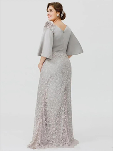 Mumuleo <span class=keywords><strong>Robe</strong></span> <span class=keywords><strong>de</strong></span> Soirée Élégante Coupe A-Line pour <span class=keywords><strong>Mère</strong></span> <span class=keywords><strong>de</strong></span> <span class=keywords><strong>la</strong></span> <span class=keywords><strong>Mariée</strong></span>, Col Rond, Manches Longues 3/4, Dentelle Appliquée, Longueur Ras du Sol - Product Image 2