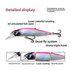 Leurre Artificiel Dur Minnow 75mm 90mm 110mm pour Pêche en Eau Douce, Coulant Lent, Yeux 3D en ABS, Hameçons 6066 pour Rivière - Product Image 5