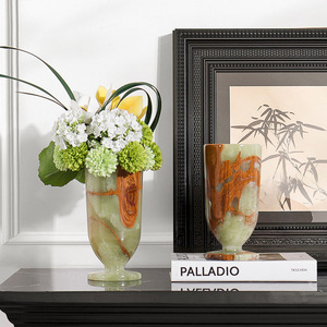 Jarrón de Mármol Natural Estilo Chino, Cilíndrico, para Arreglos Florales, Decoración para el Hogar, Adorno para Sala de Estar, Entrada, Vestíbulo de Hotel - Product Image 1
