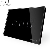 Smartdust nos es tipo Villa de cristal de vidrio 3 banda Tuya Smartlife sola línea en directo en la pared de luz inteligente casa Touch Wifi interruptor