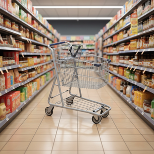 Carrito de Compras de Malla Metálica de Doble Capa con Recubrimiento en Polvo, Carrito de Frutas y Verduras de Doble Piso para Productos Frescos - Product Image 3