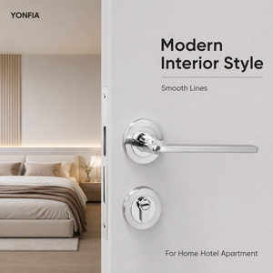 YONFIA 8179R57 Maniglia per Porta Interna in Lega di Zinco Resistente, Maniglia Tubolare Rotonda in Argento per Porte in Legno - Product Image 4