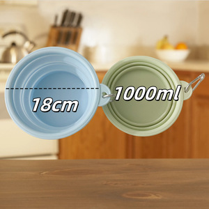 Makaron Renkli Evcil Hayvanlar İçin Katlanabilir Asılabilir Açık Hava Silikon Mama ve Su Kabı Taşınabilir Seyahat Kabı - Product Image 3