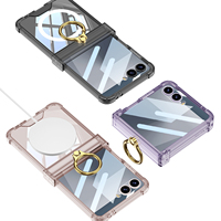 Étui de téléphone GKK pour Z Flip 5/6/7, matériau PC, antichoc, étanche, protection 360°, coussin d'air, coque arrière, anneau en plastique, sans fil