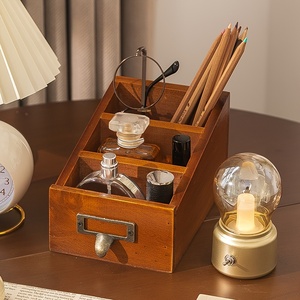 Organizador de Escritorio de Madera con Múltiples Niveles, Caja de Almacenamiento para Maquillaje y Artículos Diversos - Product Image 5