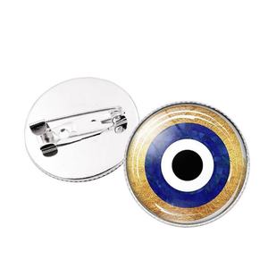 Pin de Ojo Turco Azul con Cuentas - Broche Metálico con Cúpula de Cristal para Solapa - 2.5cm, Diferentes Tamaños, Venta al por Mayor - Product Image 4