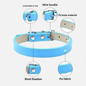Venta caliente multicolor <span class=keywords><strong>PU</strong></span> cuero ajustable hebilla de Metal mascota perro gato pequeño Animal Collar - Product Image 4