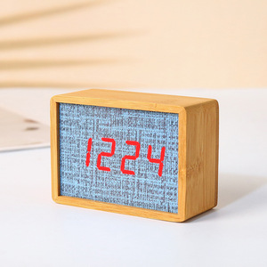 Cổ Điển Kỹ thuật số Đồng hồ bàn điều khiển bằng giọng nói tre tinh khiết kỹ thuật số bảng đồng hồ reloj Linen thức dậy ánh sáng mặt trời mọc Đồng hồ báo thức - Product Image 5