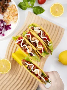 Suportes coloridos para tacos, forno seguro para assar e grelhar, máquina de lavar louça, suporte seguro para 4 tacos