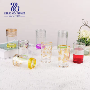 Tasse en verre à thé marocaine de 5oz 150ml en gros 12 pièces ensemble de verres à thé avec gobelet de décalcomanie en or de luxe meilleur vendeur tasse à thé en verre classique - Product Image 1