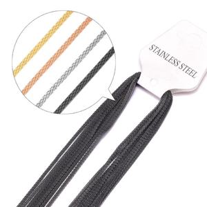 Collier en chaîne de corde plaqué or en acier inoxydable pour femmes, collier plat doré - Product Image 5