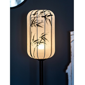Bamboo Chinese Classical Floor Lamp Hand Painted Ink Bamboo LED Light Source Living Room Study <b>Zen</b> Style - Product Image 3