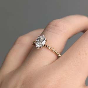 Anillo de Compromiso con Diamante Cultivado en Laboratorio, Corte Oval Brillante, para Mujer, Certificado IGI, Oro Amarillo, Oro Blanco, Oro Rosa, para Fiesta o Boda - Product Image 5