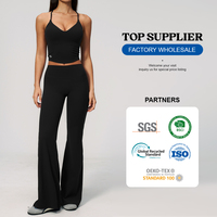 Ensemble de sport 2 pièces personnalisé pour femme : débardeur court et pantalon de yoga taille haute à jambes larges