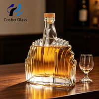Botol Minuman Keras 700ml Desain Khusus untuk Gin dan Brandy, Botol Kaca untuk Vodka dengan Bentuk Unik (Grosir)