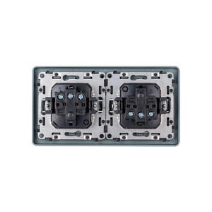 Abuk Interrupteur <span class=keywords><strong>d</strong></span>'<span class=keywords><strong>alimentation</strong></span> électrique standard européen noir or gris panneau Pc royaume-uni double prise murale - Product Image 2