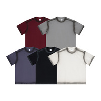 T-shirt Oversize en Coton Sorona 250 GSM avec Bordure Contrastante Color Block, Toucher Frais, Respirant, Vierge, Streetwear Homme OEM
