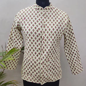 Bohemian Autumn Woven Cotton Reversible Quilted <b>Jacket</b> for <b>Women</b> <b>Vintage</b> Handmade Block Printed Breathable RajhansExport - Product Image 3