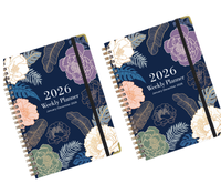 Agenda hebdomadaire A5 2026 pour femmes, carnet à spirale, papier épais, pochette, reliure à feuilles mobiles, impression numérique, cadeau