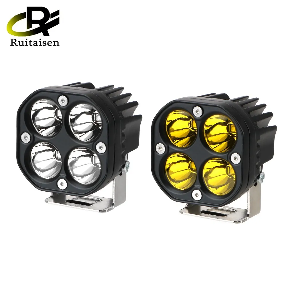 12V 24V Motorcycle Driving Lights For 4x4 Offroad Tractors 3 Inch Led Work Light Bar White/Yellow Car Fog Lamp Square