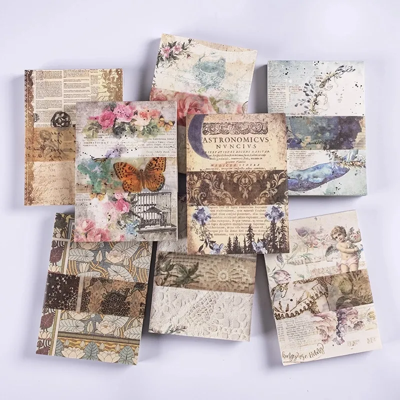 100 Sheets Writable Material Paper Junk Journal Planner Scrapbooking Vintage Decorative DIY Craft Background Paper