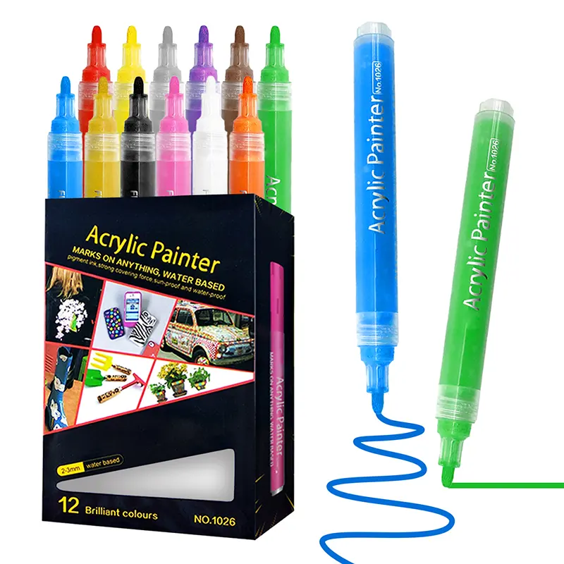 Wasserdichter Wein Metall Großhandel Glas Kid benutzer definierte Farbe für Rock Painting Hersteller Acryl Set Acryl Marker Paint Pen