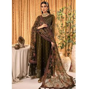 Maxi robe en mousseline de soie brodée et ornée à la main pour femmes - Product Image 2