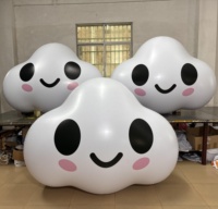 Décoration gonflable nuage blanc Zhenmei de 2 m avec un visage souriant mignon et un blush rose