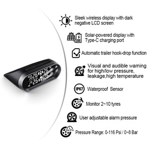 Promata MATA2E Solar TPMS 4 bis 10 Reifen Externes Sensor-Kit LCD-Display für 4WD Wohnwagen Anhänger DIY-Installation - Product Image 2