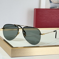 Lunettes de soleil de créateur à double pont, monture en métal noir, verres fumés foncés UV400, unisexe, rétro, pour la conduite en extérieur, mode, lunettes de luxe