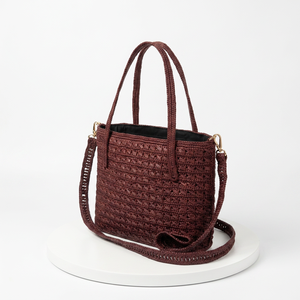 Fashion Woven Raffia Shoulder <b>Bag</b> Brown <b>Tote</b> Handbag Geometric Pattern <b>Zip</b> Closure Single Strap for Daily Travel - Product Image 6