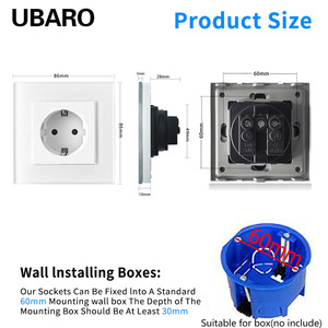 European Standard Wall Socket 16A Grounding Tempered Glass <b>Panel</b> Home Use - Product Image 4