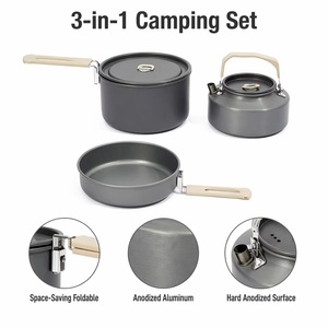 <span class=keywords><strong>Set</strong></span> di pentole da campeggio per <span class=keywords><strong>3</strong></span>-4 persone, pentola pieghevole portatile, padella e bollitore da 1100 ml per escursioni all'aperto, picnic e viaggi - Product Image 5
