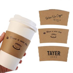 Fundas para Café, Aislantes Térmicas Protectoras para Bebidas, Fundas para Vasos de Papel Kraft Corrugado, Desechables, para Té - Product Image 5