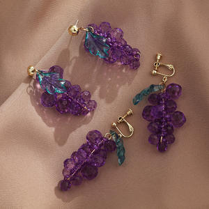 2021ใหม่หวานอะคริลิคใสแฟชั่นผลไม้ต่างหูสีม่วงองุ่นต่างหูสำหรับสุภาพสตรี - Product Image 2