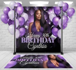 Pancarta decorativa para el suelo 'Feliz 30 cumpleaños', decoración para fiestas y eventos, telón de fondo de cumpleaños con efecto 'Step and Repeat' - Product Image 3