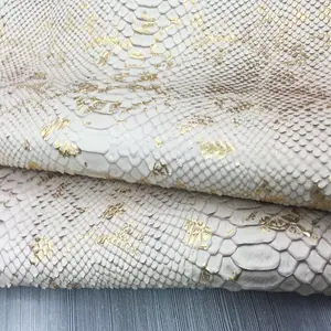 Pure hand knife cutting cowskin Snake skin Printed Cowhide top layer genuine leather