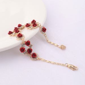 Pulsera de la <span class=keywords><strong>Amistad</strong></span> Love Tennis para mujer, brazalete ajustable 3D de color rosa roja, oro de 14 quilates, 14k, promoción de regalo del Día de San Valentín - Product Image 1