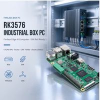 Komputer Industri RK3576 Box Edge AI Tanpa Kipas 6 TOPS NPU Ubuntu Debian 12 Router DIN Rail CAN RS485 PC Industri Tertanam