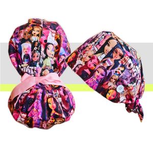 Cappello da Infermiera Personalizzato con Logo, Stampa Cartoon, Regolabile <span class=keywords><strong>in</strong></span> Cotone, Cappelli Sanitari con Fodera <span class=keywords><strong>in</strong></span> Raso e Apertura per Coda di Cavallo per Donne con Capelli Lunghi - Product Image 2