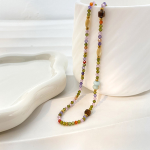 Collier bohème rétro couleur mélangée pierre naturelle oeil <span class=keywords><strong>de</strong></span> tigre pierre coquille Zircon collier <span class=keywords><strong>de</strong></span> perles collier en acier inoxydable accessoires pour femmes - Product Image 4